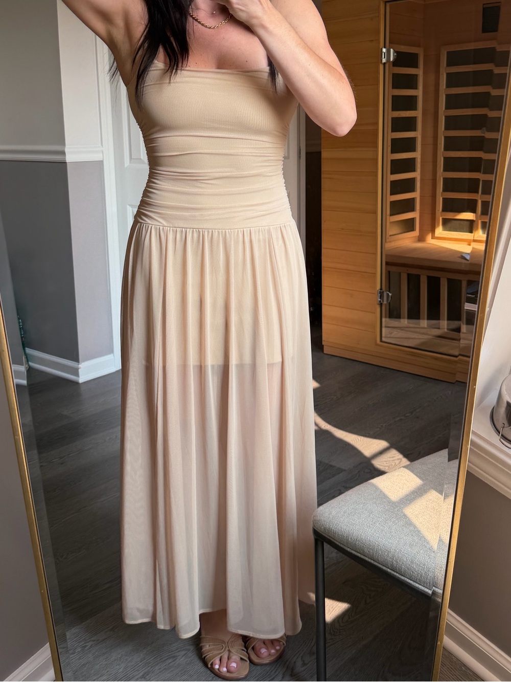 Abercrombie & Fitch Nude Strapless Maxi Dress